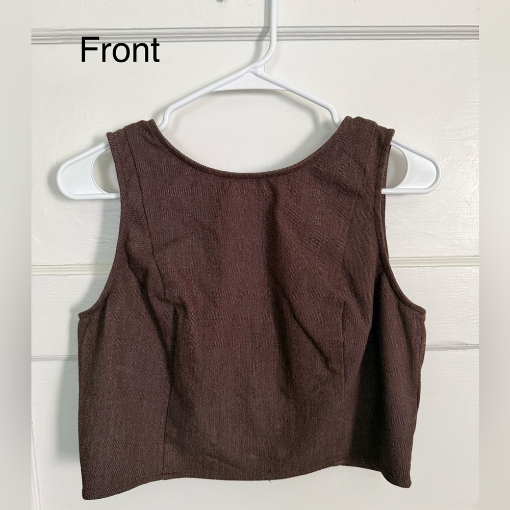 Express Crew Neck Tie Back Cropped Tank